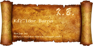 Káldor Barna névjegykártya